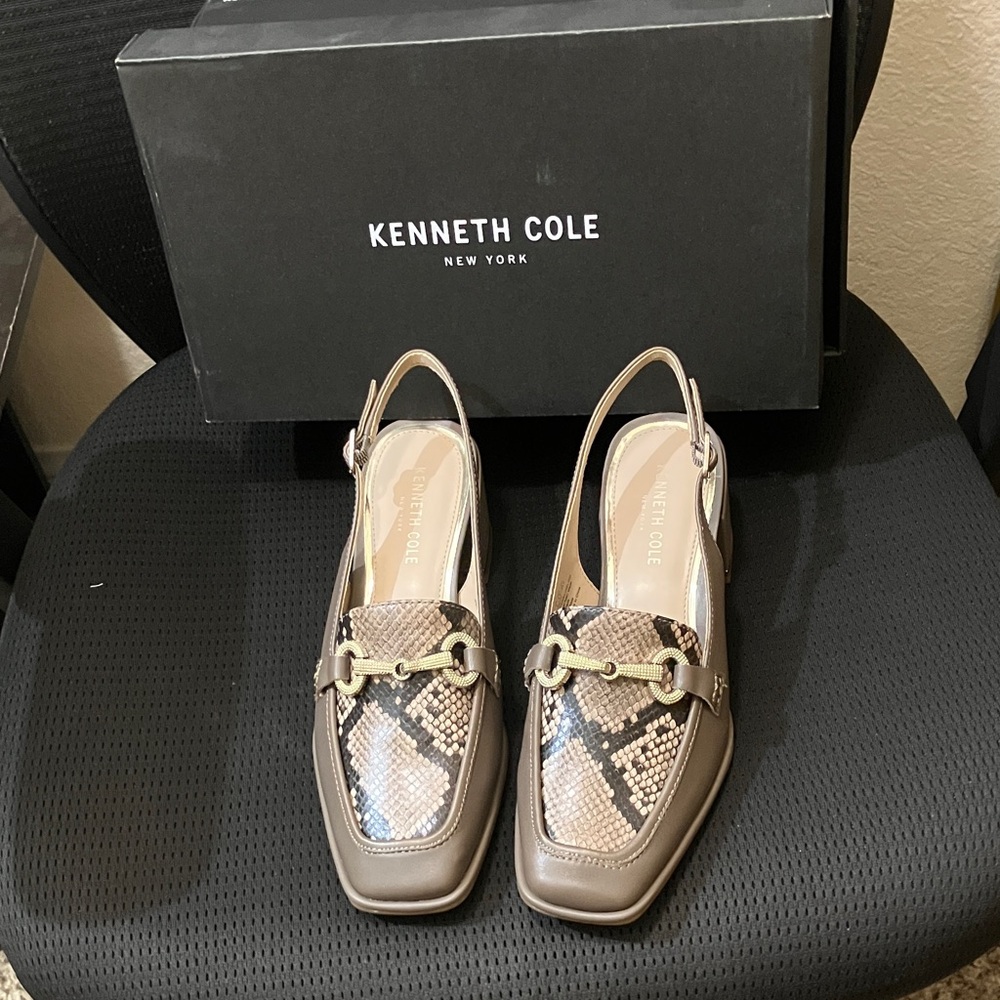 Kenneth Cole Women's Tan and Brown Snake Print , block heels . Never worn